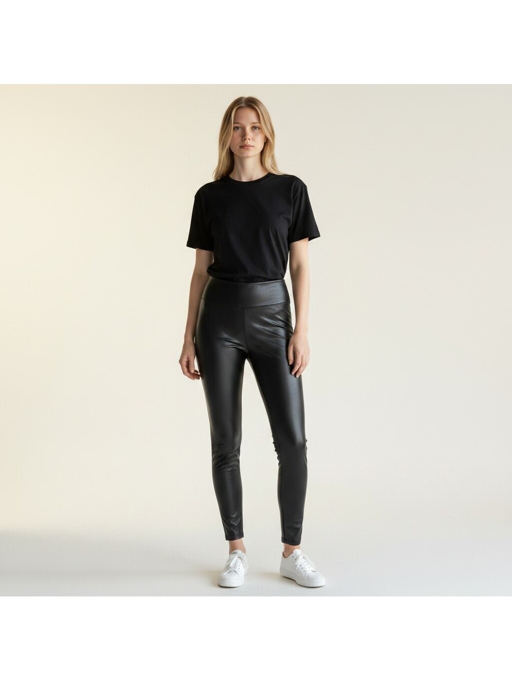 Maurices Leggings Women M Medium Black High Rise Leather Skinny Pull On Casual